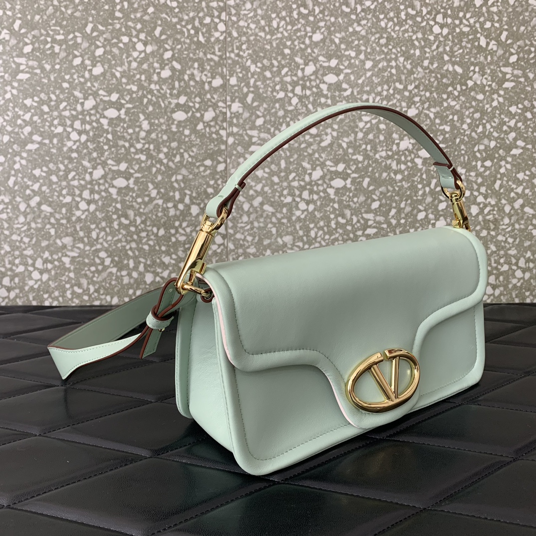 Valentino Garavani VLogo 1960 Medium Shoulder Bag in Sky Blue Nappa Leather 